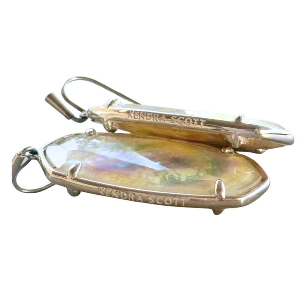 Kendra Scott Faceted Elle Silver Drop Earrings | Iridescent Abalone | Retired - Picture 4 of 6
